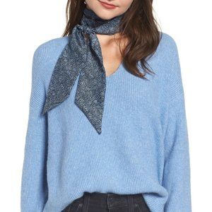 Something Navy 100% Silk Blue Patterned Scarf, OS